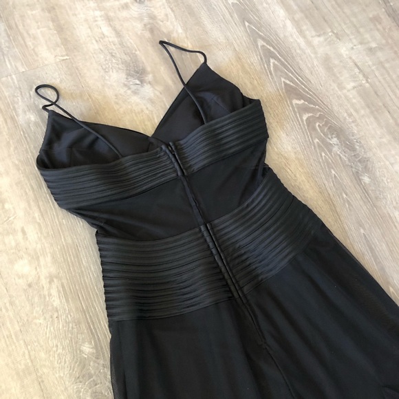 Cache 2000s Black Mesh Midi Long Elegant Dress in Black US 8 Y2K - Picture 10 of 13